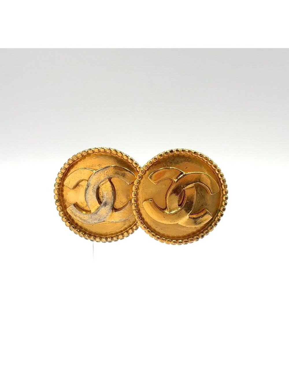 Chanel CC Logo Circle Gold Plated Earrings